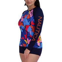 New Nautica Women&#39;s Long Sleeve UPF 30+ Swim Rash Guards - Multi/Navy - ... - £14.78 GBP