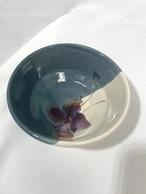 Kent Follette Art Pottery BLUE Individual Bowl Art Pottery Signed Flower - $14.96