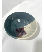 Kent Follette Art Pottery BLUE Individual Bowl Art Pottery Signed Flower - $14.96