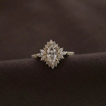 Marquise Cut Halo Engagement Cluster Personalized Gift For Bridal, Vintage Ring - £96.08 GBP