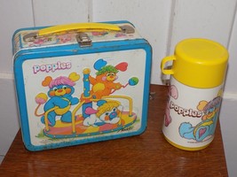 Vintage 1986 Popples Embossed Metal Lunchbox &amp; Plastic Thermos - $830.41 MXN