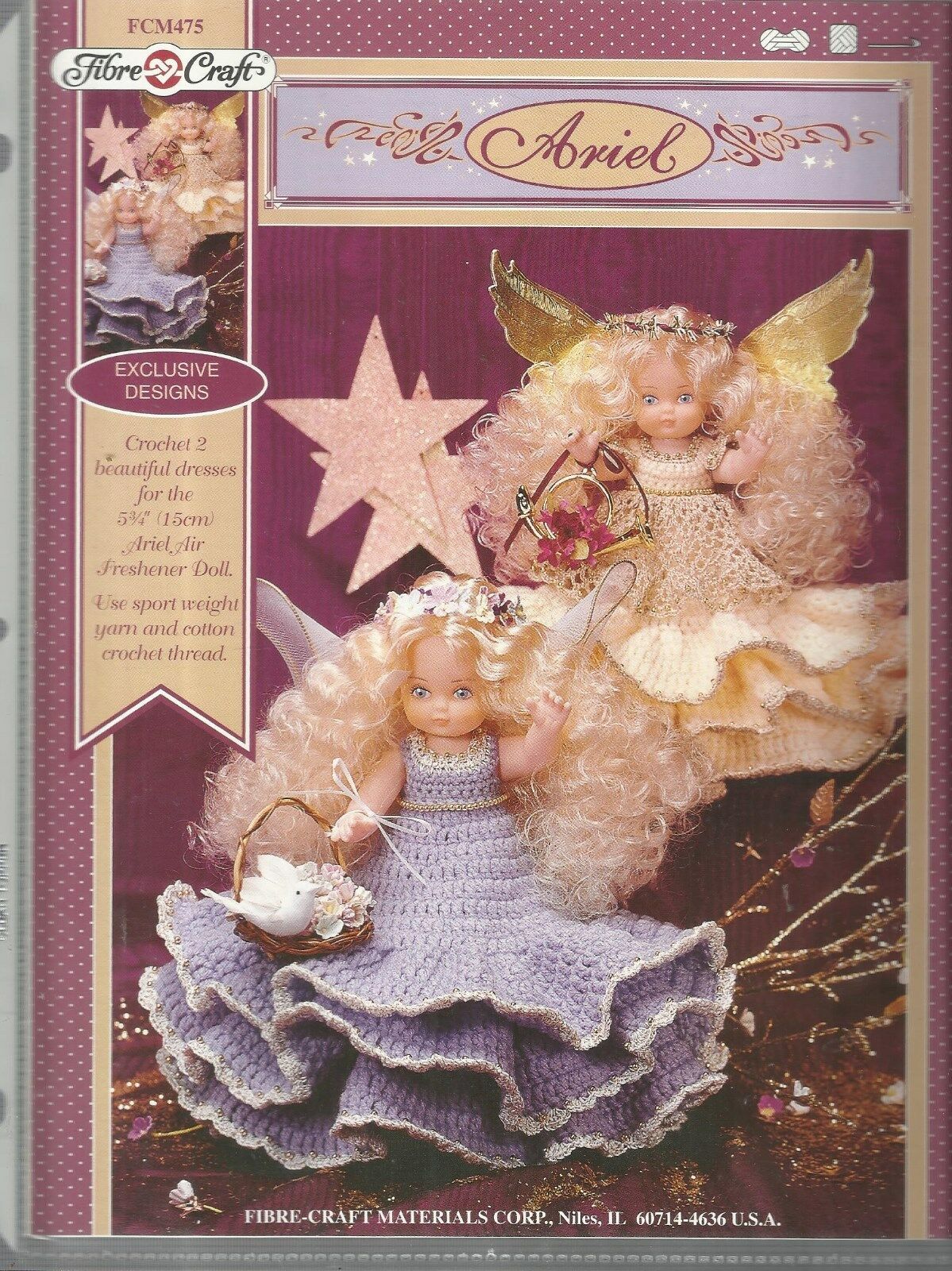 Crochet Pattern Booklet-2 Crochet Doll Dresses-Fits 5 3/4 Air Freshener Doll - $3.95