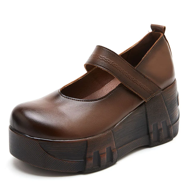 Handmade Retro Style Women Platform Shoes Wedges Heel Height Increasing ... - £62.68 GBP