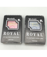 Vintage Royal Plastic Playing Cards Set of 2 Decks Washable Blue Red Com... - $191.55 MXN