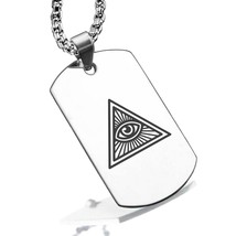 Stainless Steel Masonic All Seeing Eye Symbol Dog Tag Pendant - £7.99 GBP