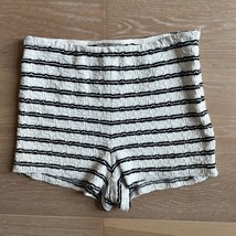 Free People Melia Textured Stretch Black White Striped Shorts sz 12 - $24.99