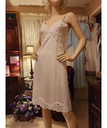 Vtg Vanity Fair Sz 38 22&quot; White Nylon Butterfly Bust Lace Hem Full Dress... - £26.22 GBP