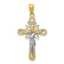 14K Two-tone W/Rhodium Small Passion Crucifix Pendant K5575 - $169.82