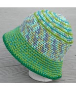 Elegant Green Mix Pastels Yarn Medium Crocheted Cloche - Handmade by Mic... - $50.65 CAD