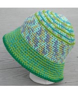 Elegant Green Mix Pastels Yarn Medium Crocheted Cloche - Handmade by Michaela - £29.58 GBP