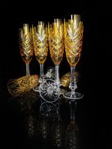 Faberge  Odessa Yellow Gold  Colored Crystal Champagne Flutes  NIB image 12