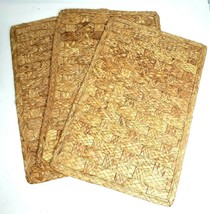 Set of 3 Vintage Placemats BOHO Tikki Woven Straw Rectangular - £11.95 GBP