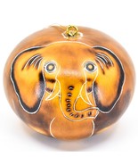 Handcrafted Carved Gourd Art Elephant Zoo Animal Ornament Made in Peru - £10.27 GBP
