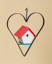 WREN BIRD HOUSE in IRON HEART HANGER ~ Amish Handmade in 12 Color Choice... - £58.20 GBP