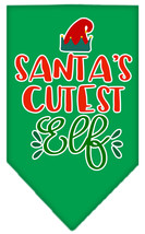 Santa&#39;s Cutest Elf Screen Print Bandana Emerald Green Size Large - £9.11 GBP