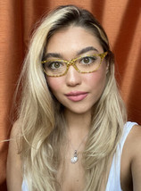 New Vintage ALAIN MIKLI AL 08820008 54mm Yellow Cat Eye Women Eyeglasses Frame - £312.72 GBP