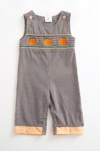 NEW Boutique Pumpkin Baby Boys Smocked Overall Romper Jumpsuit - £13.34 GBP