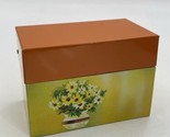 Ohio Art Company Yellow &amp; Orange Tin Recipe Index Card Box 1960s Vintage - £18.64 GBP