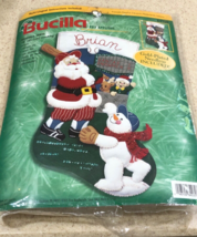 Bucilla Felt Appliqué BASEBALL SANTA 18&quot; (45.7cm) Stocking 84260 USA 200... - $88.83