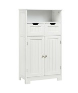 Bathroom Wooden Side Cabinet with 2 Drawers and 2 Doors-White - Color: W... - $250.82 CAD