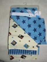 Tiddliwinks Baby Boy Cotton Flannel Receiving Blanket Blue Star Stripe Sports - £39.21 GBP