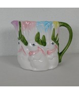 Easter White Bunny Rabbit Tulips Flowers Lemonade Pitcher Made Taiwan 5.... - $11.65