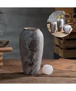 Rustic Ceramic Vase w/ Spiral Stem Holder, Vintage Farmhouse Decor, 13.4... - $1,098.00 MXN