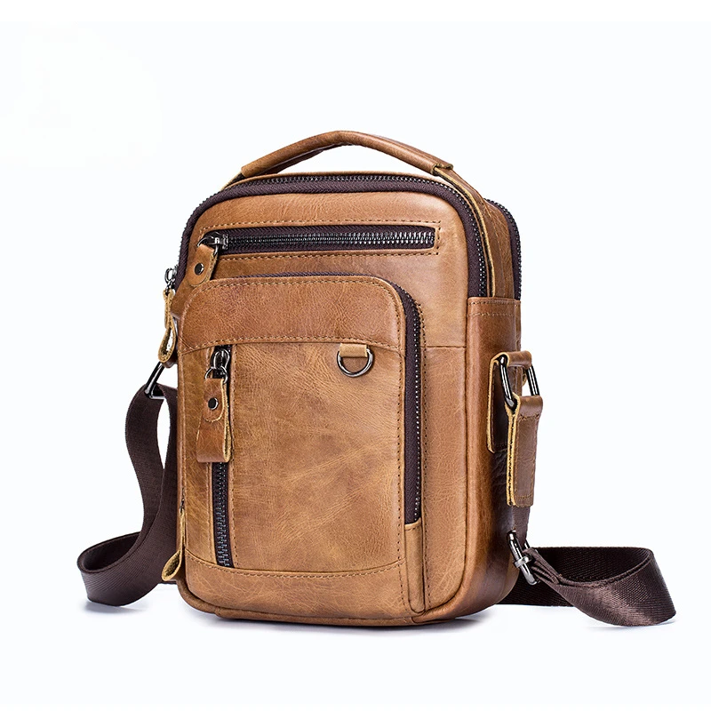 Brand 100% Genuine Leather Men&#39;s Shoulder Bags Messenger Bag for Men Cro... - $49.31