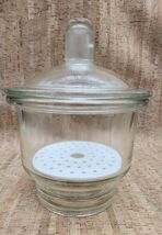 Pyrex Glass Desiccator with Small Knob Top Cover Complete Plate Diameter... - $340.75