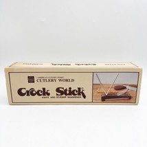Vintage CROCK STICK Sharpener block w 3 Rods Wood Base Made in USA - £23.59 GBP