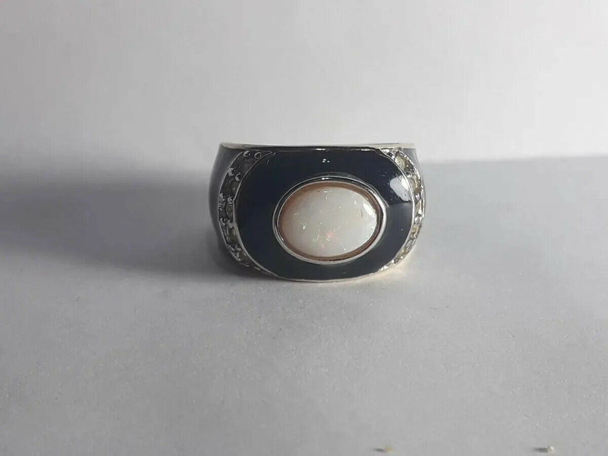 original Golden ring with black enamel fine fantasy  Esposito brand  - $21.78