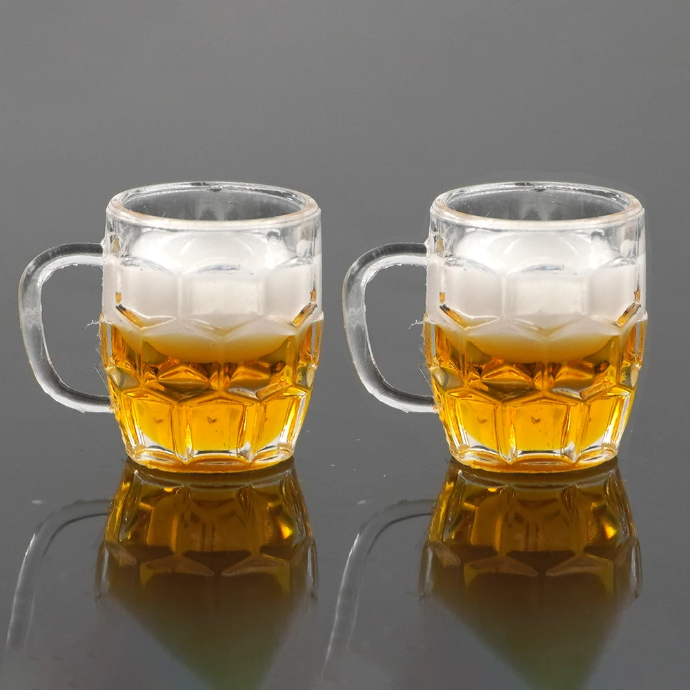 2Pcs 1/12 Dollhouse Miniature Accessories Mini Resin Beer Mug Lemon Simulation - £7.46 GBP