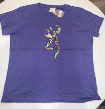 Womens NWT Browning Buckmark Mobu Infinity Camo Purple T-Shirt Size XL - £8.65 GBP