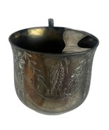 Antique Mustache Cup Engraved Crane Bird Quadruple Silver Plate Victorian - £34.68 GBP