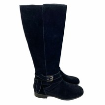 Kensie Riding Boots Womens Size 6 M Capello Black Suede Leather Tall Zipper - $39.59