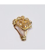 MONET Wirework Floral Bouquet Pin Gold Tone With Rhinestones Nature Flowers - $359.84 MXN