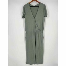 Tentree Blakely Short Sleeve Knit Jumpsuit Sz XL Green Cropped Wide Leg - £30.69 GBP