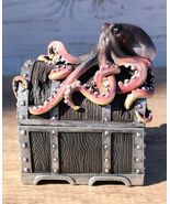 Nautical Marine Ocean Octopus Kraken Guarding Treasure Chest Decorative Box - $39.99