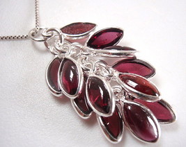 Red Garnet Cluster Marquise Pendant Sterling Silver Corona Sun Jewelry - £18.29 GBP