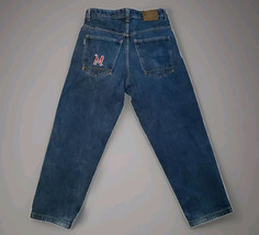 MOC Tapered Leg Baggy Blue Jeans Mens 36 x 31 80s Hip Hop Skater Embroid... - $37.42