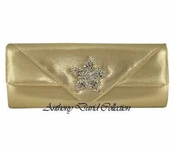 Anthony David Gold Metallic Floral Clutch Evening Bag - £21.24 GBP