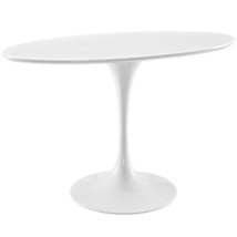 48&quot; White Oval Pedestal Stem Tulip Dining Table Chip Resist. Lacquered Wood Top - £490.43 GBP
