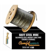 1/4-in x 500-ft Galvanized Steel Aircraft Cable Wire, 7x19 Strand Core - $416.77 CAD
