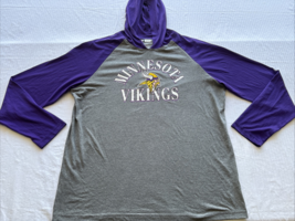 NFL Minnesota Vikings Men&#39;s Long Sleeve Hooded T-Shirt with Embroidered ... - £14.30 GBP