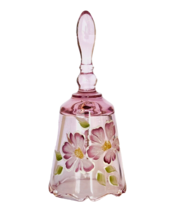 Fenton Pink Bell Hand painted Pink Floral and Signed - $73.50