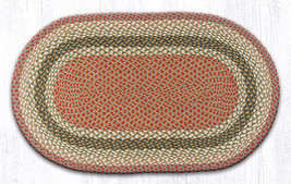 Earth Rugs C-24 Olive Burgundy Gray Oval Braided Rug 27&quot; x 45&quot; - £55.25 GBP