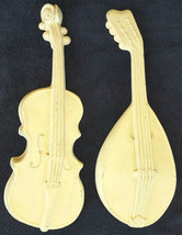 Set of 2 Royal White Cast Aluminum Vintage Violin Mandolin Musical Wall Decor - £13.18 GBP