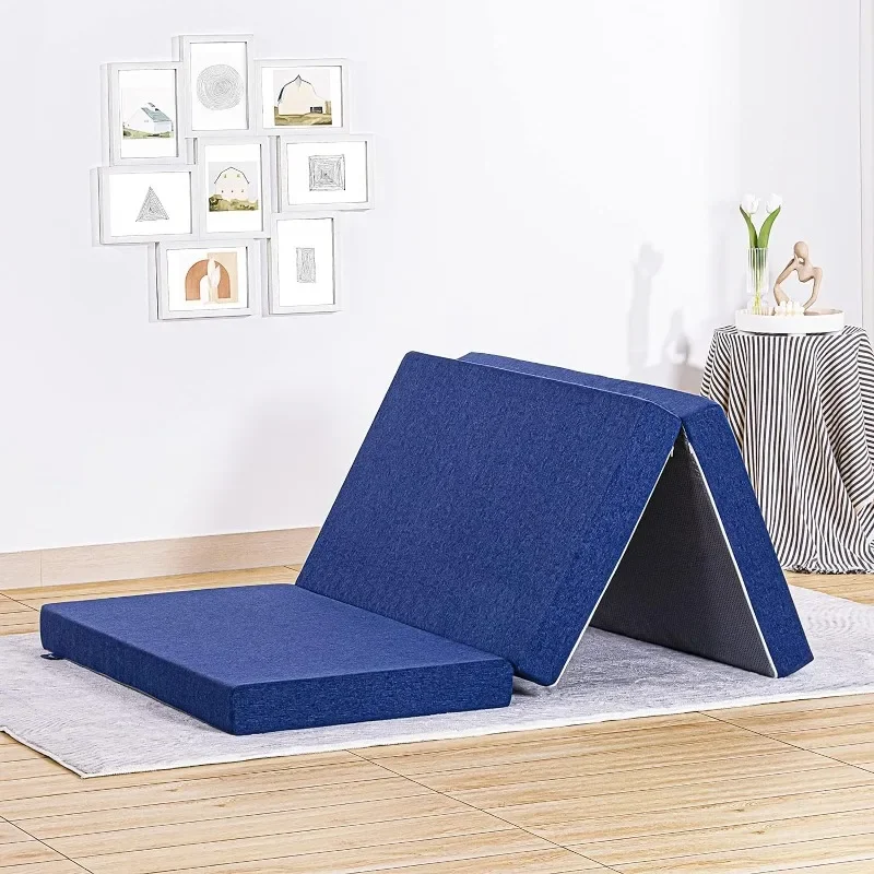 JINGWEI Folding Mattress, Tri-fold Memory Foam Mattress with Washable Cover, - £94.21 GBP