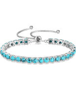 Sterling Silver Birthstone Tennis Bracelet for Women, Adjustable Bolo Ch... - $128.51