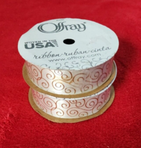 OFFRAY Ivory &amp; Gold  Ribbon USA Lot of 2 Rolls Christmas - $7.59